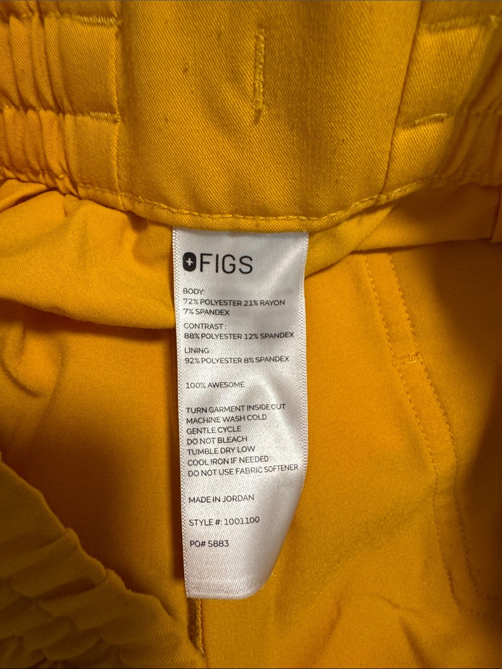 Women’s Figs Mustard Yellow Cargo Joggers with Maroon Drawstring - Picture 7 of 8